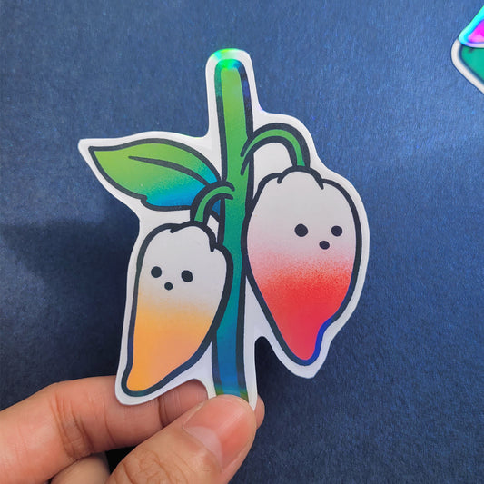 Spooky Vinyl Holographic Sticker - Chilli Ghost